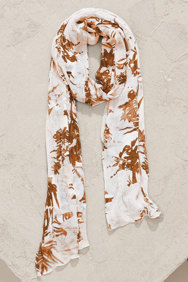 Viscose crepe with floral print scarf | 1011.SCADTRWS284.01