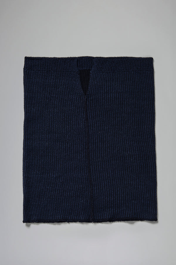 Snood à doubles côtes bicolores en laine vierge et lin avec ouverture zippée | 1016.SCAUTRB15506.U305