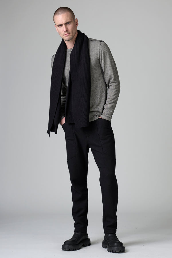 Virgin wool scarf half shaved and half ribbed | 1016.SCAUTRB5009.U10