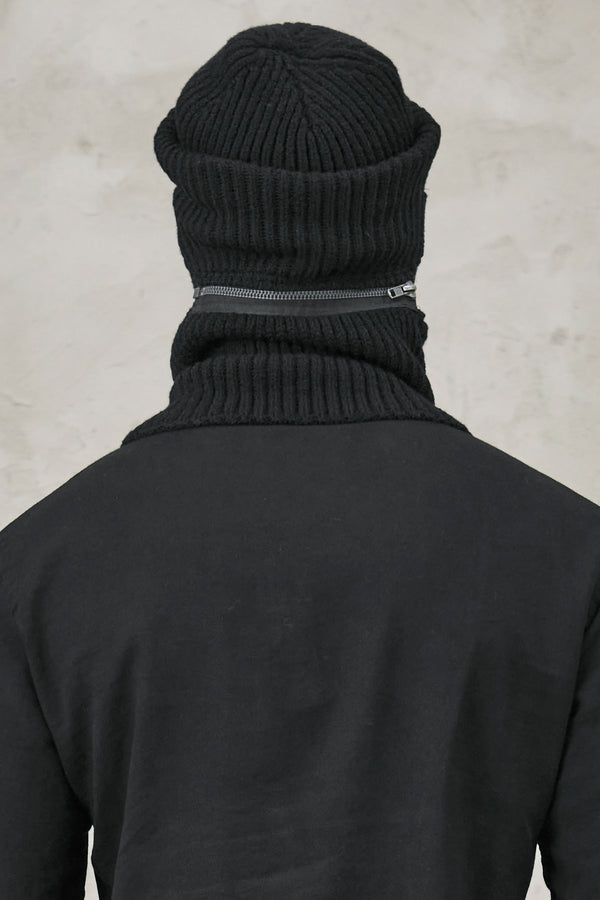 Balaclava in maglia a costa di lana vergine cablè con berretto staccabile | 1010.SCAUTRV17528.U10