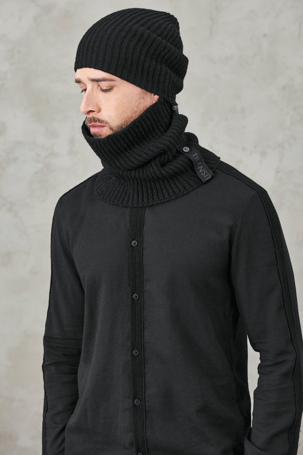 Cagoule en maille côtelée de laine vierge cablé avec bonnet détachable | 1010.SCAUTRV17528.U10