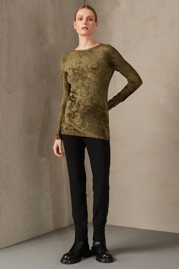Round neck sweater in chenille | 1007.CFDTRS10450.09