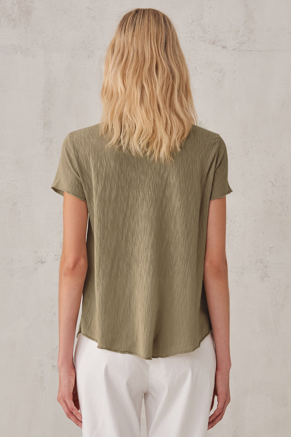 T-shirt in maglia di cotone fiammato con taschino | 1008.CFDTRT5401.34