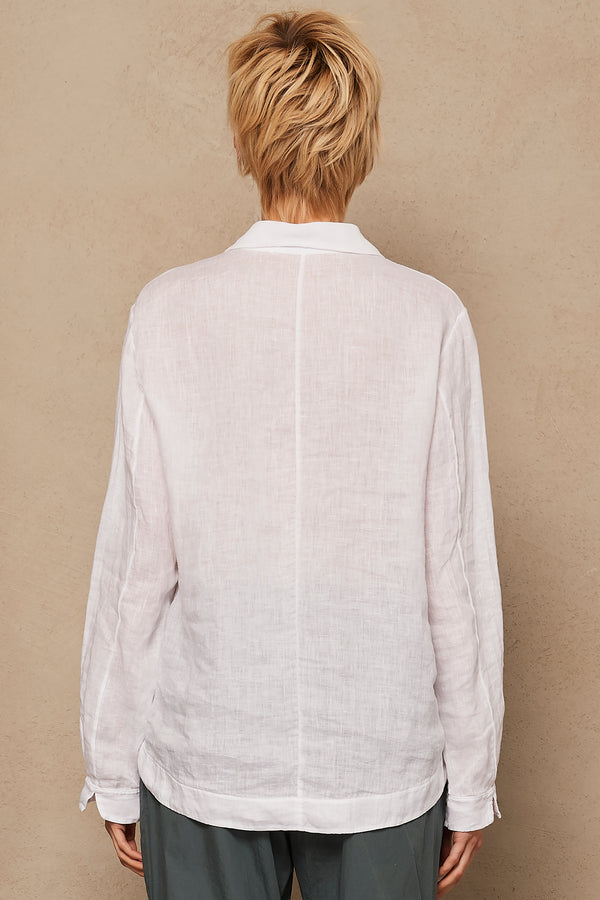 Camicia regular fit in lino leggero, svasata con inserti in georgette di viscosa | 1005.CFDTRQE140.00
