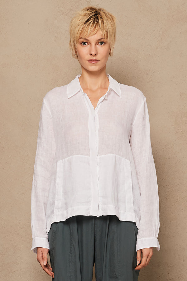 Camicia regular fit in lino leggero, svasata con inserti in georgette di viscosa | 1005.CFDTRQE140.00