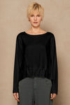 Comfort fit light tencel plush long sleeved t-shirt, flared hemline with drawstrings | 1005.CFDTRQR272.10