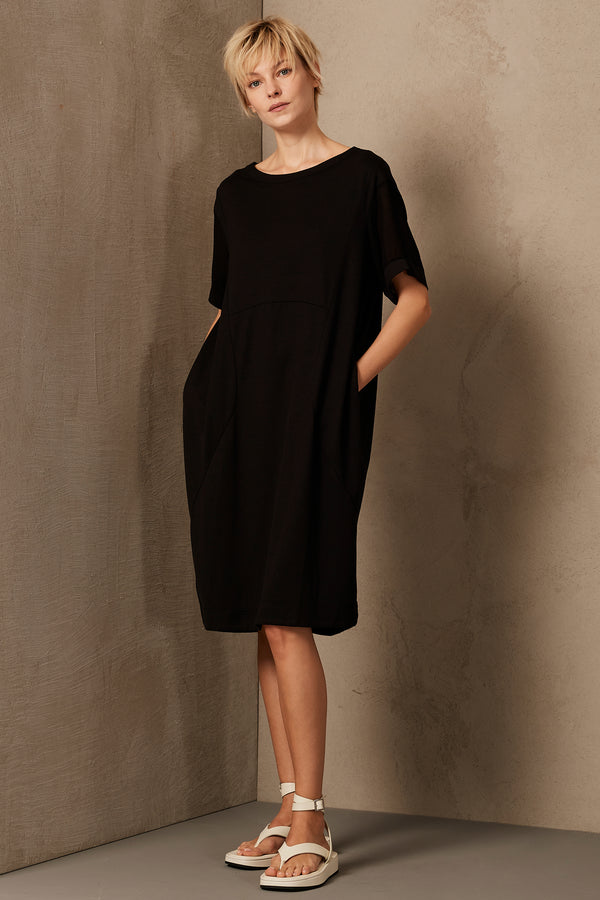 Kleid in ballonform aus tencel-webstoff mit einsätzen aus viskose-georgette | 1005.CFDTRQR274.10