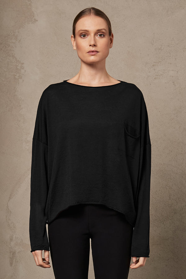 Bateau neck extrafine wool sweater, oversize | 1007.CFDTRS18532.10
