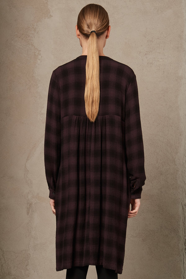 Dress in double-face checked viscose and wool fabric | 1007.CFDTRSC121.17