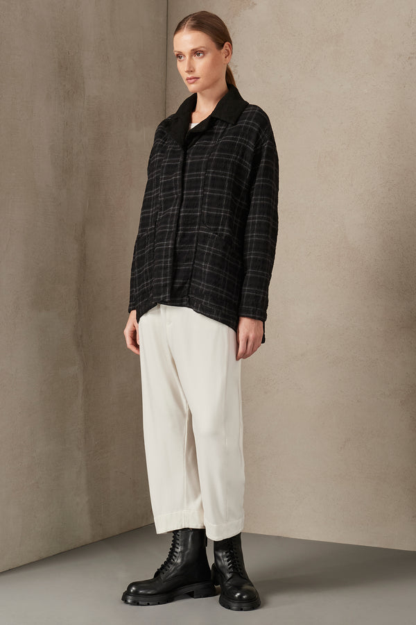 Oversize reversible jacket in checked double-face viscose-wool fabric | 1007.CFDTRSE140.10