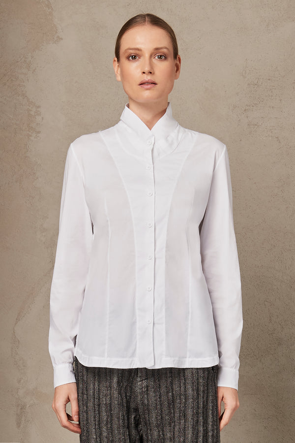Strech cotton shirt with high neck | 1007.CFDTRSM220.00