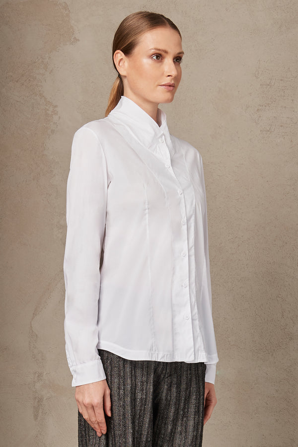 Strech cotton shirt with high neck | 1007.CFDTRSM220.00