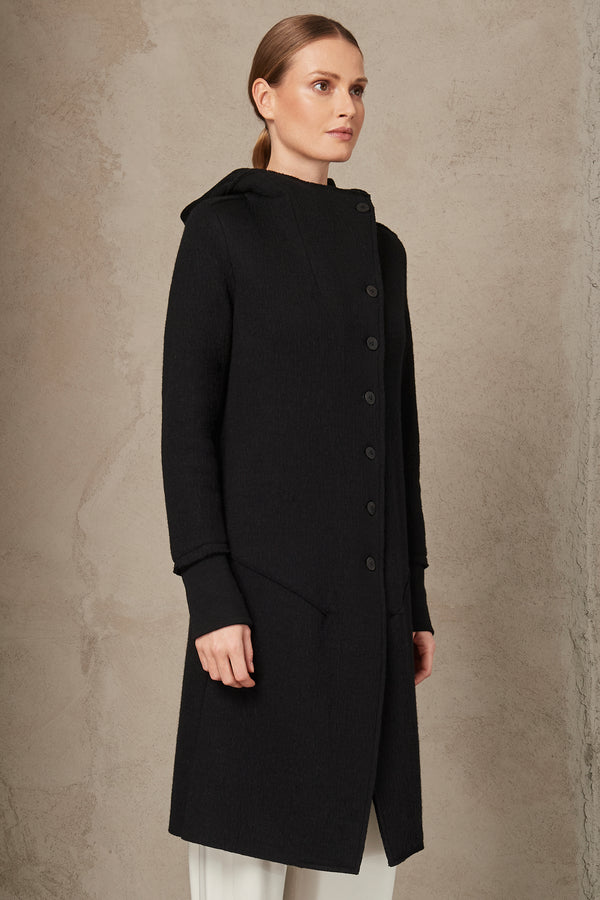 Cappotto con cappuccio staccabile in maglia di lana | 1007.CFDTRSX331.10