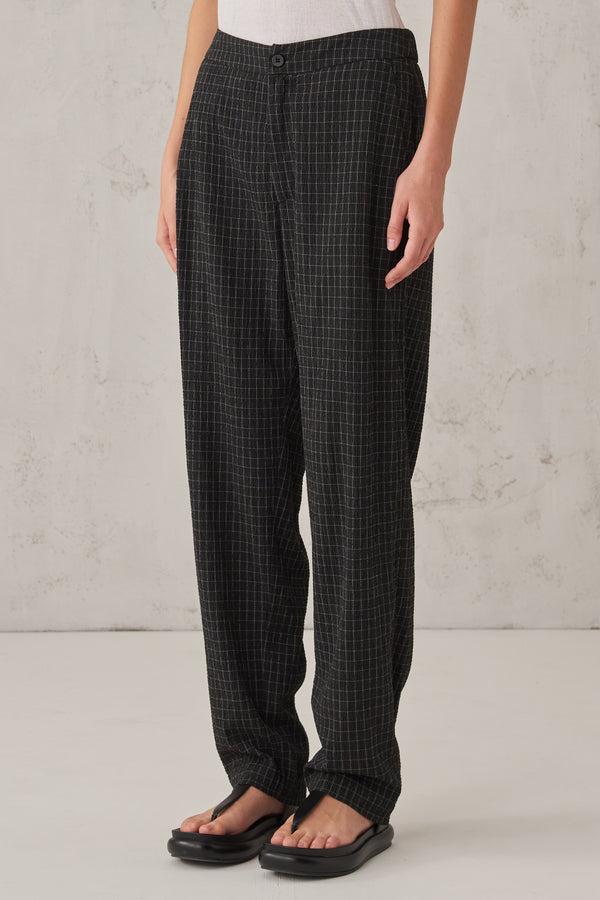 Stretch viscose and cotton checked comfort fit trousers | 1008.CFDTRTA102.110