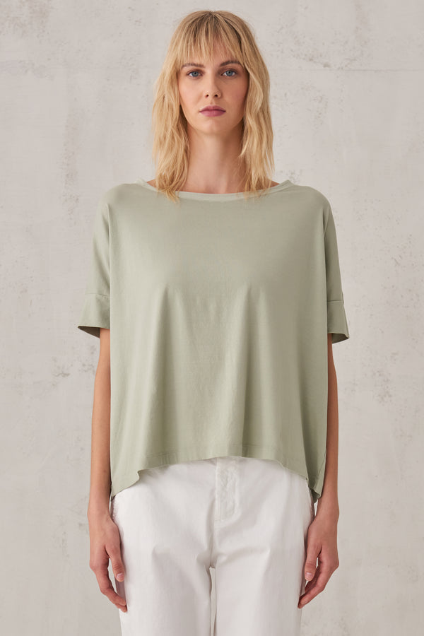 T-shirt oversize in jersey di cotone stretch con scollo a barchetta | 1008.CFDTRTJ192.14