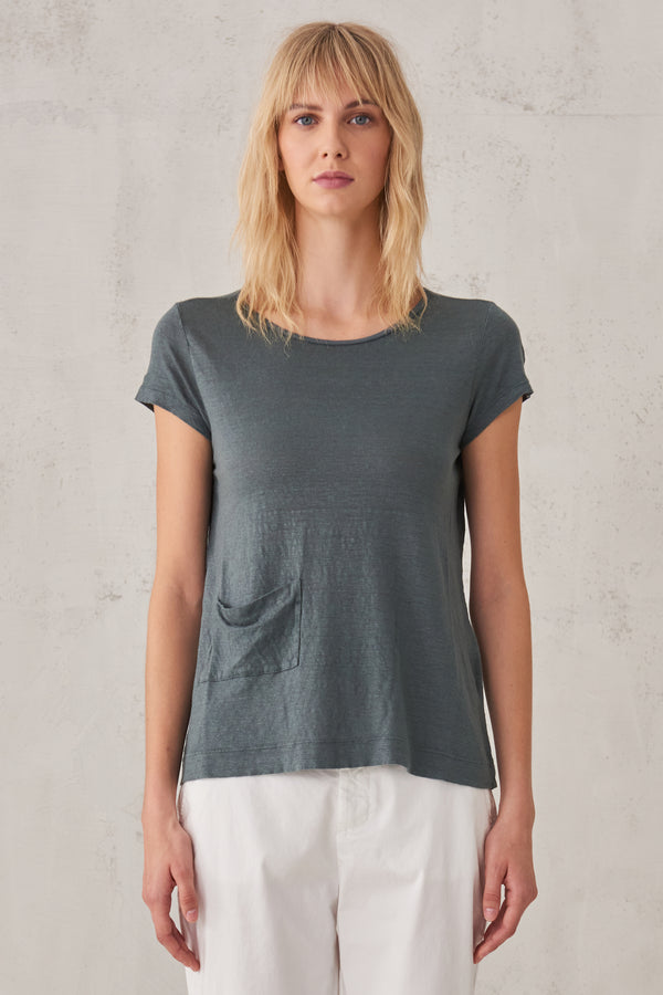 T-shirt aus leinenjersey mit kleiner tasche | 1008.CFDTRTK201.15