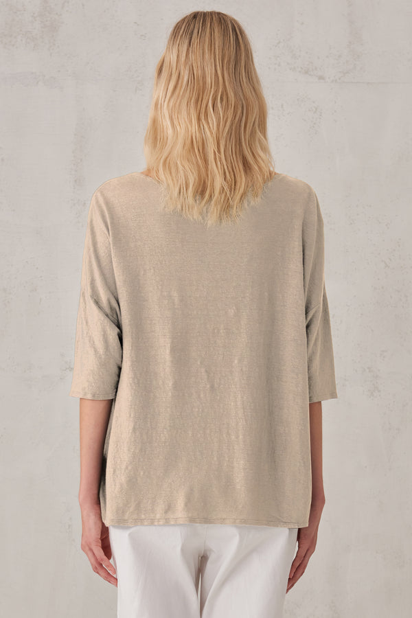 Oversize-t-shirt aus leinenjersey mit u-boot-ausschnitt | 1008.CFDTRTK209.21