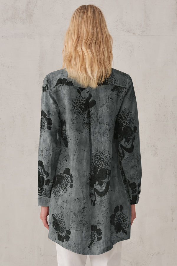 Camicia in lino stampata con collo alla coreana | 1008.CFDTRTR271.15
