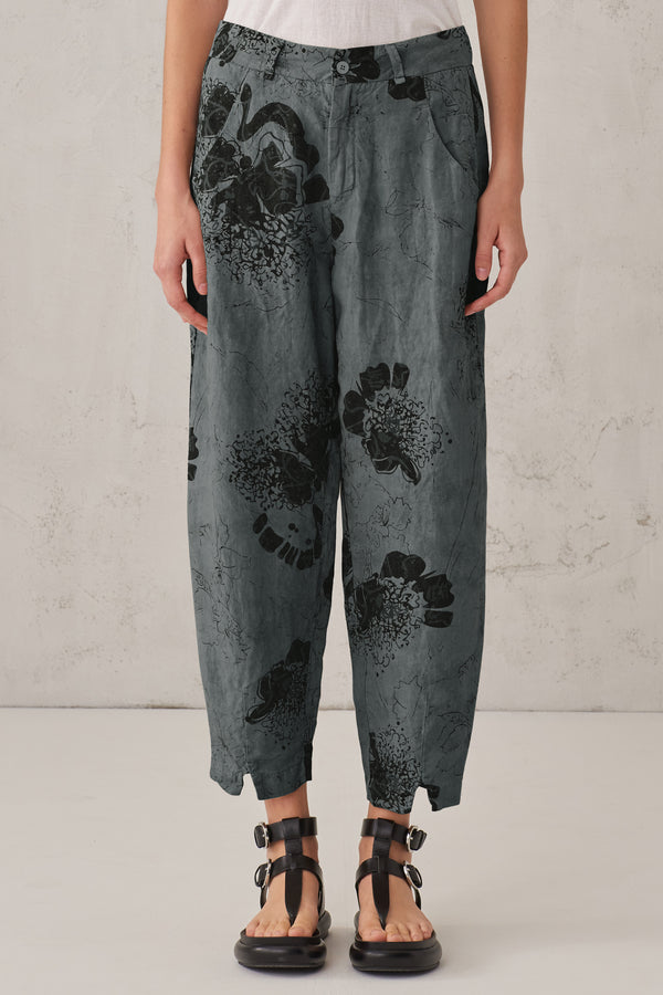Pantalone con vestibilita' morbida in lino stampato | 1008.CFDTRTR273.15