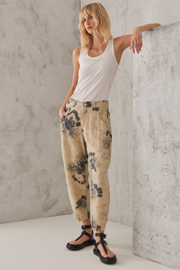 Pantalone con vestibilita' morbida in lino stampato | 1008.CFDTRTR273.21