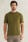 Roundneck regular-fit t-shirt in cotton jersey. collar edge in cotton and linen knit. | 1008.CFUTRT1360.U04
