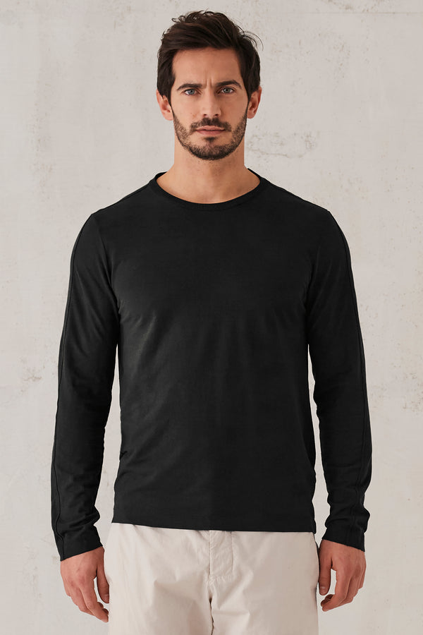 T-shirt manica lunga regular fit in jersey di cotone crepe. | 1008.CFUTRT4391.U10