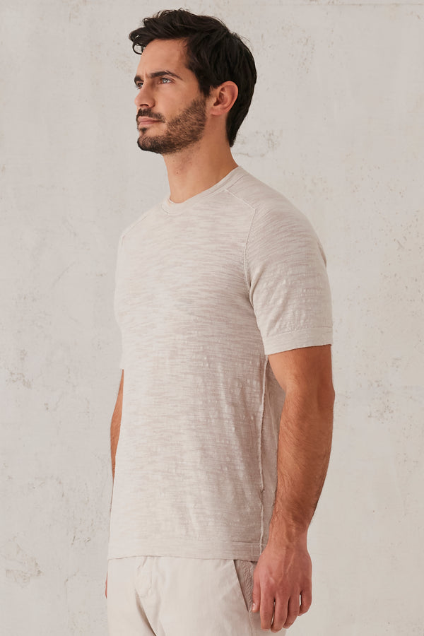 Kurzarm-t-shirt aus baumwollstrick mit flammé-struktur | 1008.CFUTRT8431.U01