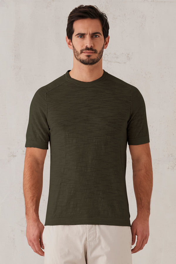 Kurzarm-t-shirt aus baumwollstrick mit flammé-struktur | 1008.CFUTRT8431.U09