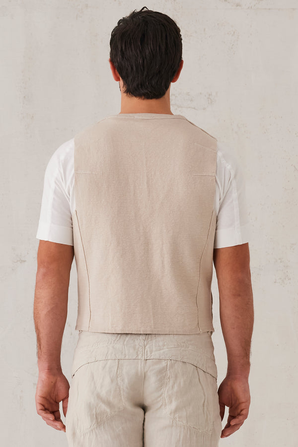 Gilet in tessuto armaturato di viscosa e lino stretch con schiena in maglia | 1008.CFUTRTH172.U01