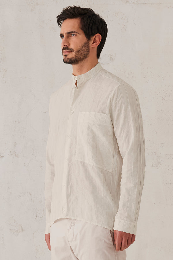 Hemd im loose fit aus baumwollgewebe, gaufriert mit streifen und stehkragen | 1008.CFUTRTI181.U01