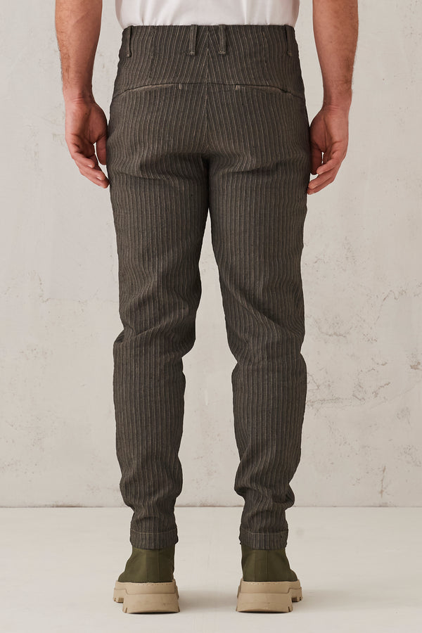 Pantalone chino regular fit in tessuto rigato di lino e viscosa stretch | 1008.CFUTRTL210.U313