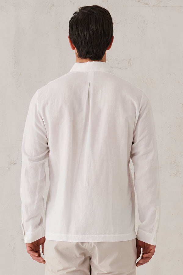 Camicia regular-fit in twill di lino e cotone con inserti in maglia di cotone. | 1008.CFUTRTW320.U00