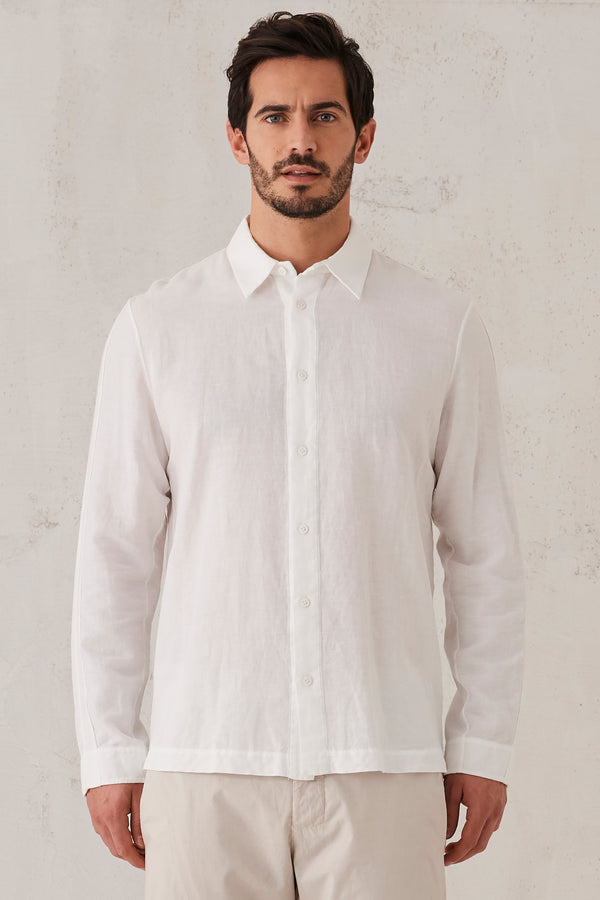 Hemd im regular fit aus baumwoll-leinen-twill mit einsätzen aus baumwollstrick | 1008.CFUTRTW320.U00
