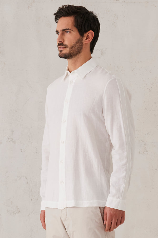 Camicia regular-fit in twill di lino e cotone con inserti in maglia di cotone. | 1008.CFUTRTW320.U00